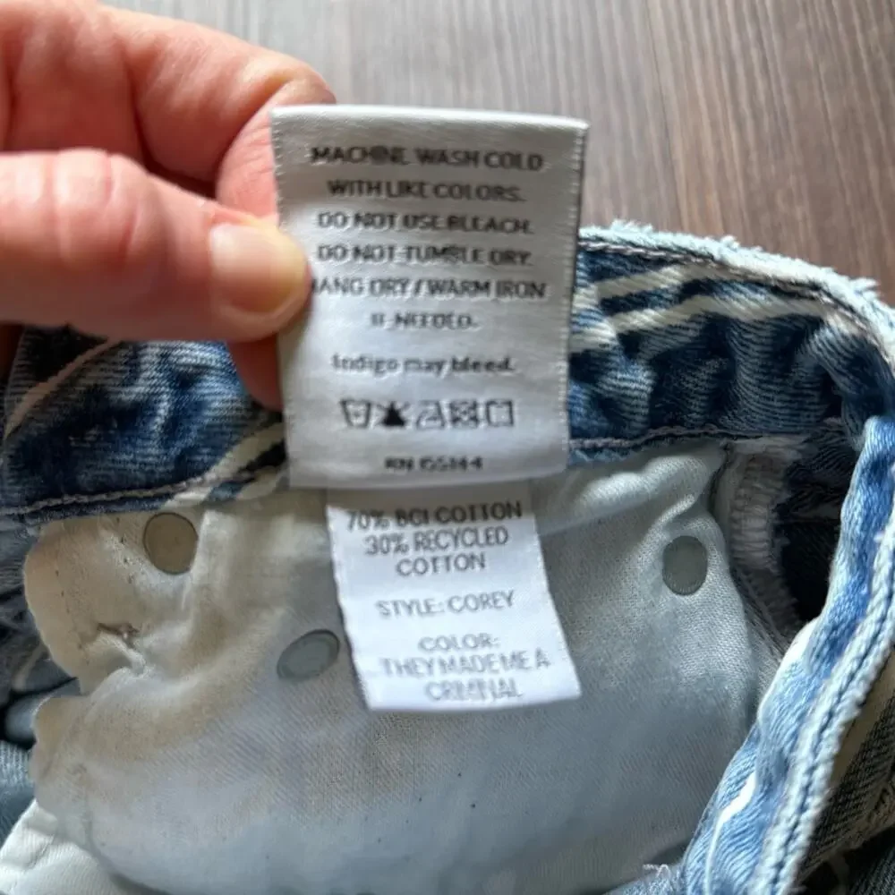 Boyish Corey Striped Denim Mini Skirt Raw Hem Sustainable Size 27